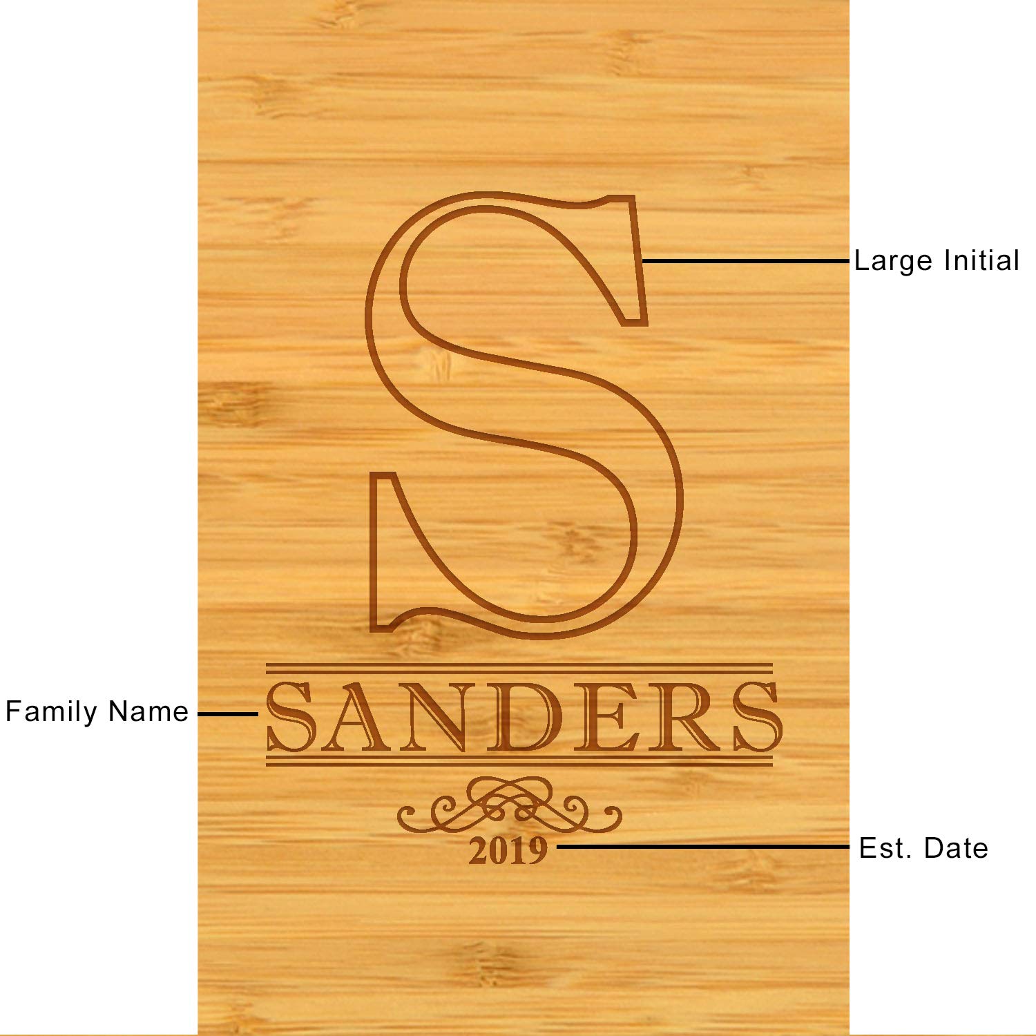 Custom Personalized Engraved Bamboo Cheese/Charcuterie Cutting Board with Knife Set & Cheese Markers- Designed & Quality Checked in USA - WoodArtSupply