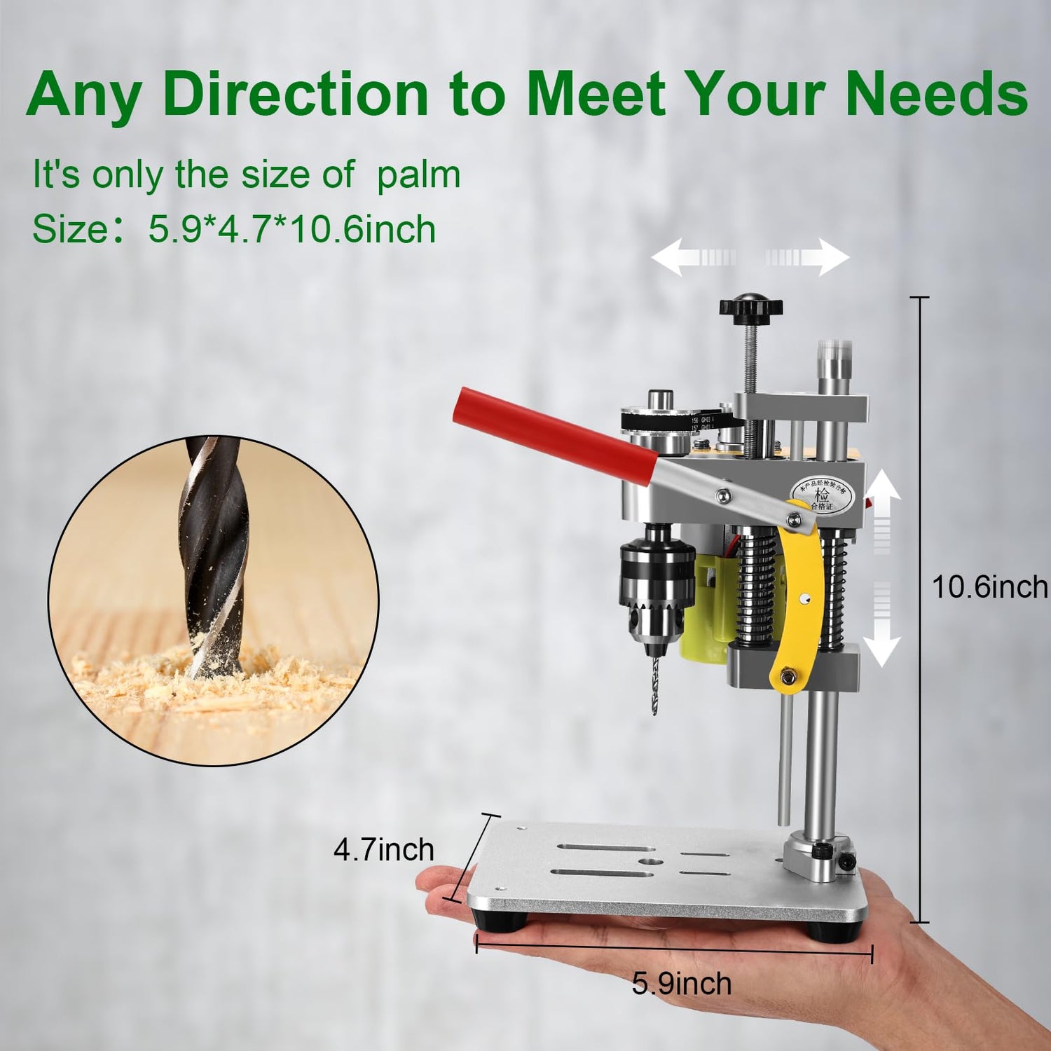 Mini Bench Drill Press, LAKIX Small Benchtop Drill Press High Precison, Low Noise, Compact Size Desktop Drilling Machine, 7-Speed B10 Chuck for LAKIX