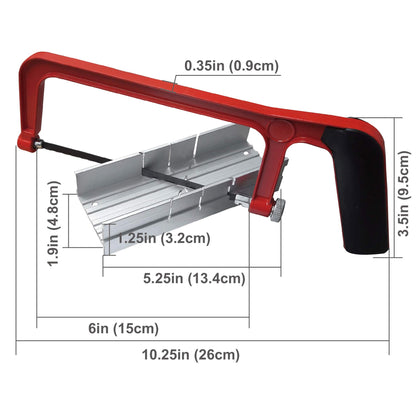 HAUTMEC 150mm Junior hacksaw & mitre block set 6" adjustable angle cutting corner saw blade HT0034-PL - WoodArtSupply