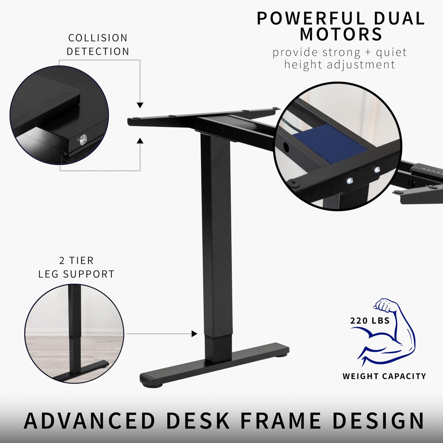 VIVO Electric Stand Up Desk Frame, DIY Workstation, Frame Only, Dual Motor Ergonomic Standing Height Adjustable Base with Memory Controller, Black, VIVO