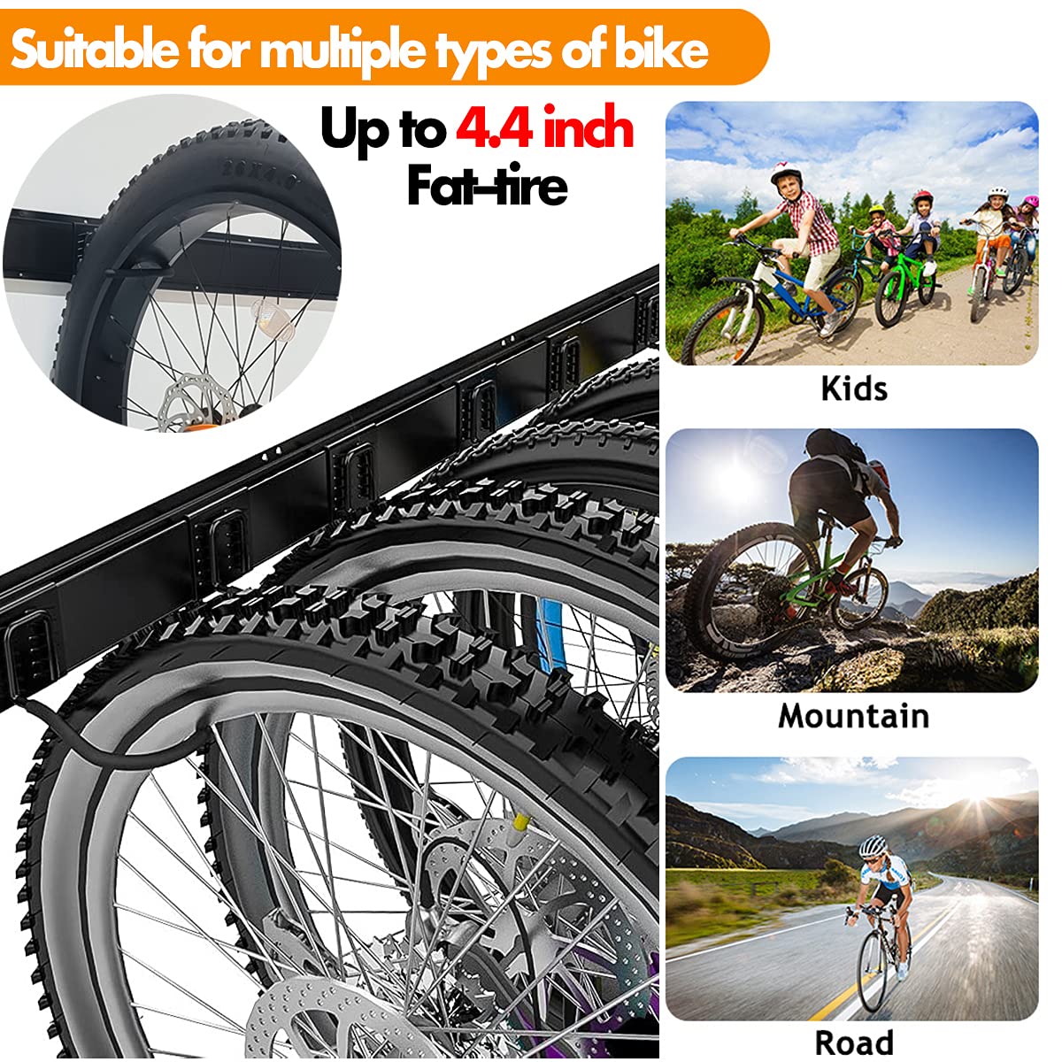 TORACK Bike Storage Rack, 6 Bike Rack Wall Mount Home and Garage Organizer, Vertical Bicycles Hanger Hooks for Indoor Space Saving TORACK