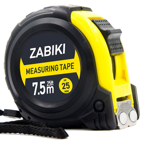Zabiki Measuring Tape Measure, 25 Ft Easy to Read Decimal Retractable Dual Side Ruler with Metric and Inches, for Surveyors, Engineers and Zabiki