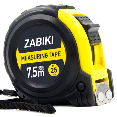 Zabiki Measuring Tape Measure, 25 Ft Easy to Read Decimal Retractable Dual Side Ruler with Metric and Inches, for Surveyors, Engineers and