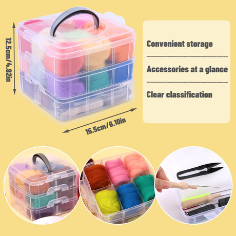 JUPEAN Needle Felting Kit, Wool Roving (5g/Color), Complete Needle Felting Starter Kit with Basic Felt Tools and Supplies Wool Fibre Spinning Craft JUPEAN