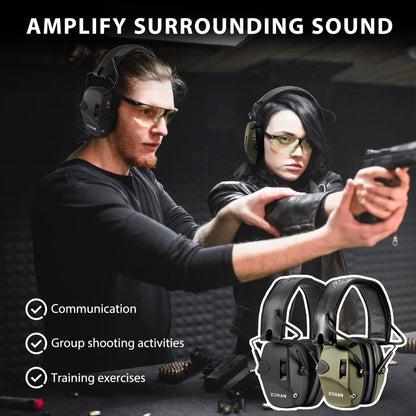 ZOHAN EM054 Electronic Shooting Ear Protection with 4X Sound Amplification 2 Pack,Slim Active Noise Reduction Earmuffs for Gun Range - WoodArtSupply