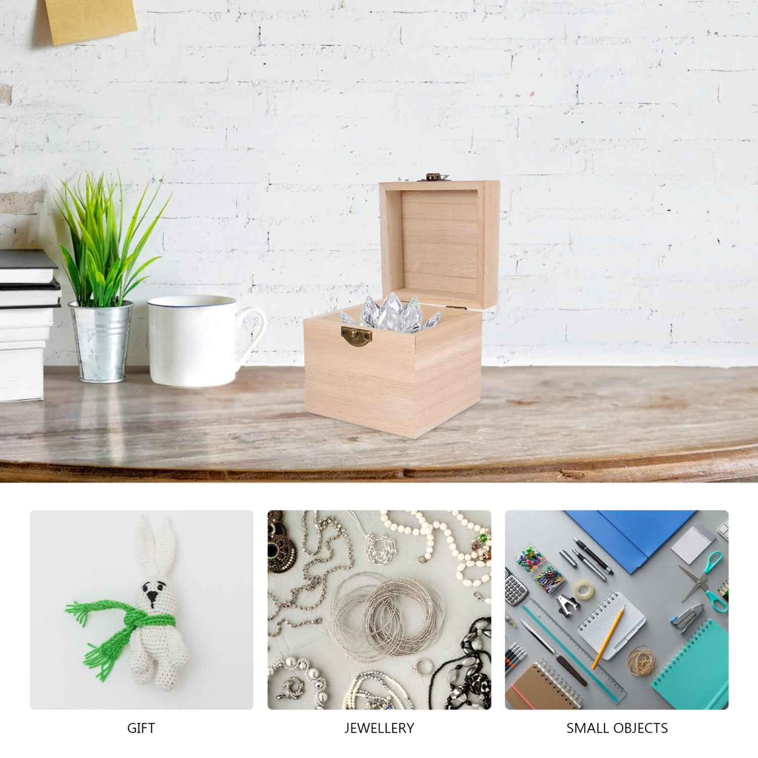 Cabilock Treasure Chest Box 2Pcs Wooden Keepsake Box Unfinished Wood Box Treasure Jewelry Chest Vintage Handmade Craft Box with Hinged Lid for Cabilock