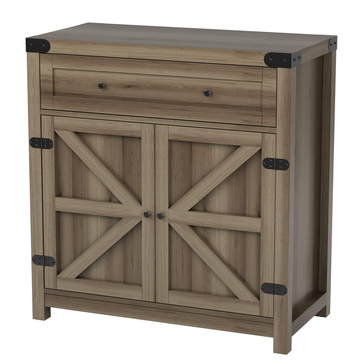 JUMMICO Coffee Bar Cabinet Farmhouse Kitchen Sideboard Buffet Cabinet with Drawer and Adjustable Shelf Barn Door Storage Cabinet for Kitchen, Dining JUMMICO