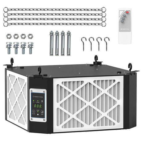 ABESTORM 360 Degree Intake Air Filtration System Woodworking, 1350CFM Hanging Air Filter with Strong Vortex Fan, Shop Dust Collector for Woodworking, Abestorm