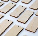 ALL SIZES BULK (12pc to 100pc) Unfinished Wood Laser Cutout Bar Bars Rectangle Dangle Earring Jewelry Blanks Shape Crafts Made in Texas Texan Wood Crafts