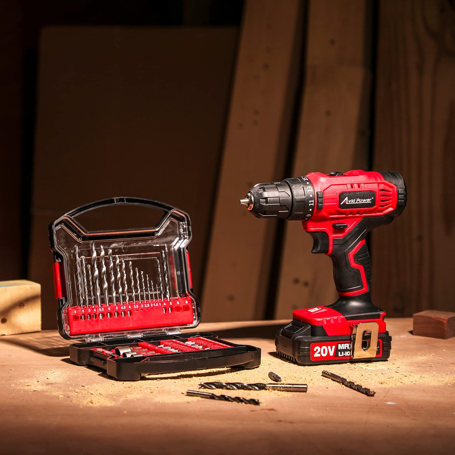 AVID POWER 20V Cordless Drill Set 320 In-lbs Torque Power Drill/Driver Kit with 41pcs Accessories and Drill Brush, 2 Variable Speed, 3/8'' Keyless AVID POWER