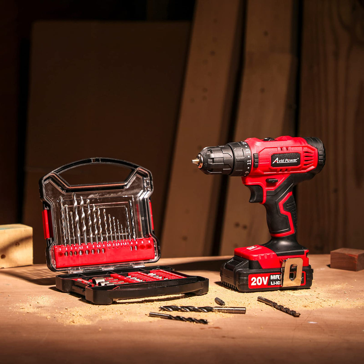 AVID POWER 20V Cordless Drill Set 320 In-lbs Torque Power Drill/Driver Kit with 41pcs Accessories and Drill Brush, 2 Variable Speed, 3/8'' Keyless AVID POWER