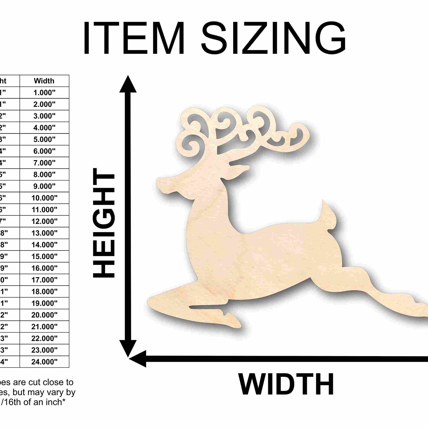 Unfinished Wood Reindeer Silhouette - Craft- up to 24" DIY 7" / 1/8" 24 Hour Crafts
