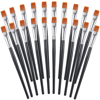 20 Pcs Flat Acrylic Paint Brush Wide Paint Brushes Watercolor Quality Synthetic Artist Paint Small Brush Bulk Painting Brush for Detail Art Painting - WoodArtSupply