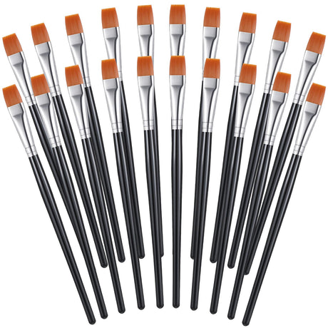 20 Pcs Flat Acrylic Paint Brush Wide Paint Brushes Watercolor Quality Synthetic Artist Paint Small Brush Bulk Painting Brush for Detail Art Painting Zonon