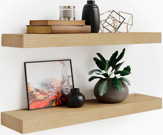 Rustic Floating Wall Shelves Set of 2 by Imperative Décor - Versatile Wooden Display for Home and Office - WoodArtSupply