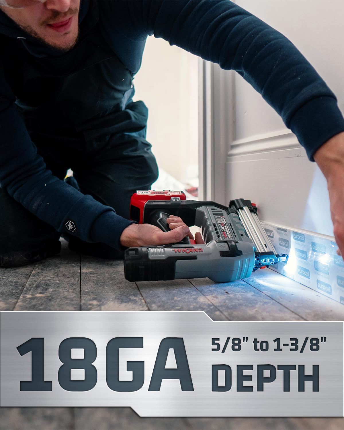 Electric Nail Gun, LINKNAL Cordless Brad Nailer Battery Powered,18 Gauge, 2×20V MAX Li-ion Batteries, Charger and 1000 Nails Included (L820-BN) LINKNAL