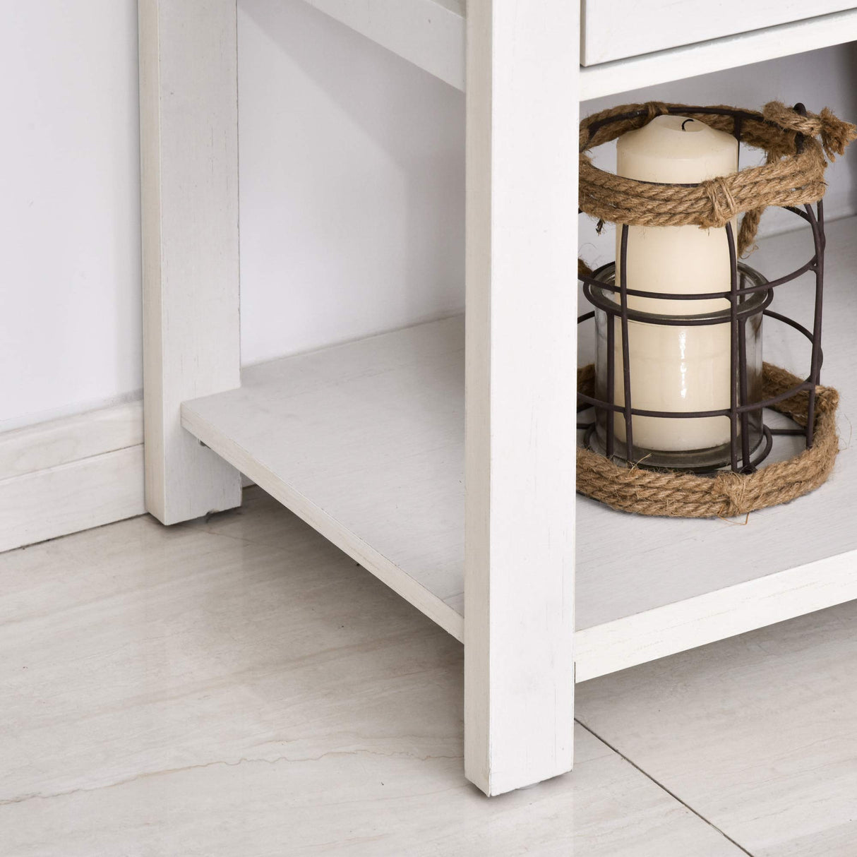 HOMCOM Farmhouse Double Door Coffee Bar Cabinet, Sideboard Buffet Cabinet, Kitchen Cabinet with Bottom Shelf for Entryway, Living Room, White HOMCOM