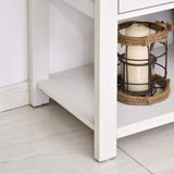 HOMCOM Farmhouse Double Door Coffee Bar Cabinet, Sideboard Buffet Cabinet, Kitchen Cabinet with Bottom Shelf for Entryway, Living Room, White HOMCOM