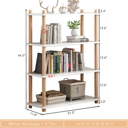 IOTXY Modern White 4-Tier Wooden Bookshelf – Stylish Open Storage Rack for Home and Office - WoodArtSupply