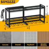 SOYEEZE Power Tool Organizer with Charging Station- Garage 8 Drill Holder Built in 8 Outlet Power Strip (DRILLDOCK PRO) SOYEEZE