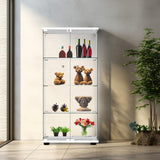 FANYUSHOW Elegant Glass Display Cabinet with Lock - Quick-Install 4-Shelf Curio Unit in White FANYUSHOW