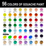HIMI Gouache Paint Set, 56 Colors×30ml, Unique Jelly Cup Design, Non-Toxic, Gouache Paint for Canvas Watercolor Paper - Perfect for Beginners, HIMI