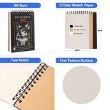 Prina 50 Pack Drawing Set Sketch Kit, Pro Art Sketching Supplies with 3-Color Sketchbook, Graphite, and Charcoal Pencils for Artists Adults Teens PRINA