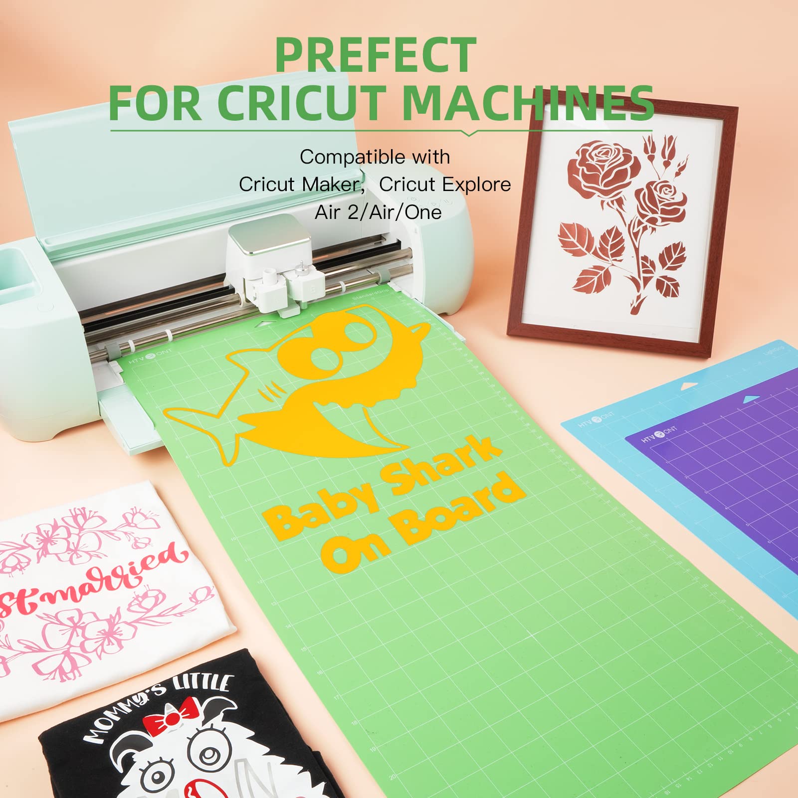 HTVRONT Cutting Mat for Cricut, 6 Pack Cutting Mat 12x12(StandardGrip,  LightGrip, StrongGrip, FabricGrip) for Cricut Explore Air 2/Air/One,  Variety