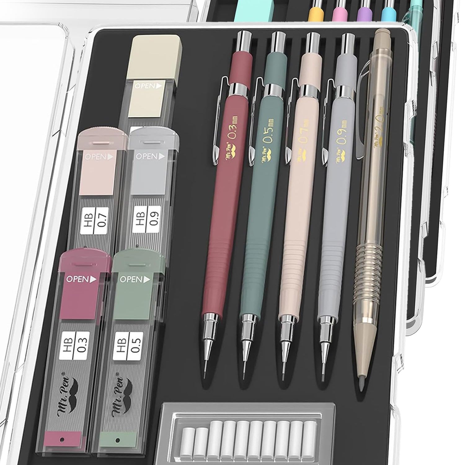 Mr. Pen- Mechanical Pencil Set with Leads and Eraser Refills, 5 Sizes - 0.3, 0.5, 0.7, 0.9 and 2 Millimeters, for Drafting, Drawing and Sketching Mr. Pen