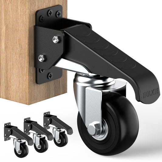 HOLKIE Retractable Casters Heavy Duty Casters with Lifting and Lowering Function Maximum Load of 700 lbs (4 casters) for Workbenches or Other - WoodArtSupply