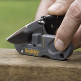 Smith's PP1 Pocket Pal Knife Sharpener Preset Carbide & Ceramic Stone Sharpeners Fold-Out Diamond Coated Rod Outdoor Hunting Knife & Hook Sharpener, Smith's