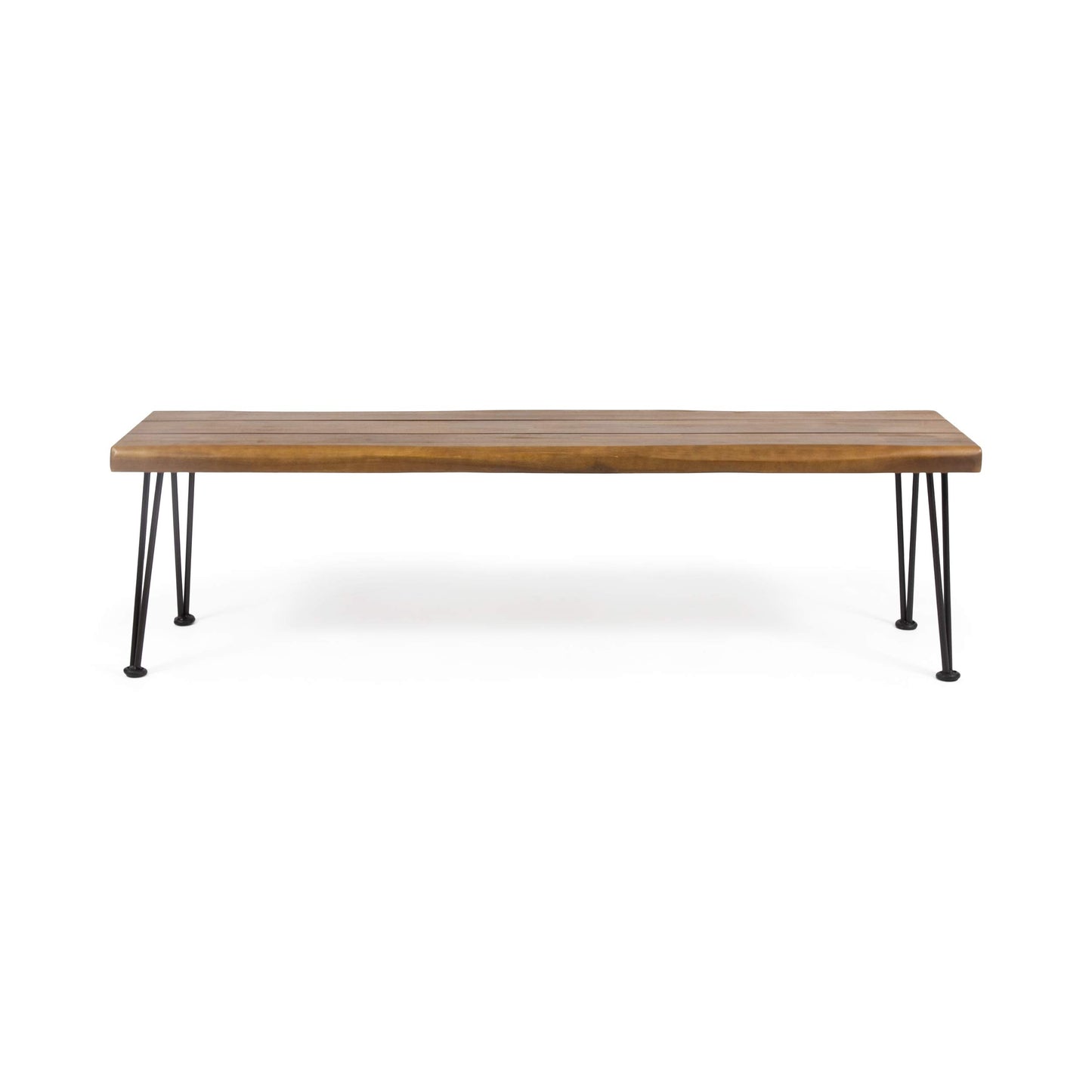 Christopher Knight Home Gladys Outdoor Modern Industrial Acacia Wood Bench Hairpin Legs, Teak and Rustic Metal