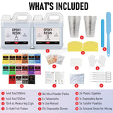 Smallbudi 80 OZ Epoxy Resin Kit with 16 Colors Mica Powder, Gold Foil, Cups & Stick, Crystal Clear Resin Beginner Supplies for Coating and Casting, Smallbudi