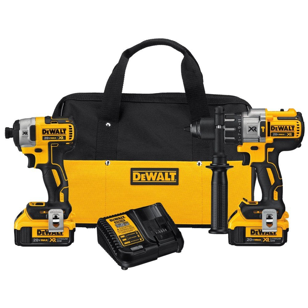 DEWALT 20V MAX Hammer Drill and Impact Driver, Cordless Power Tool Combo Kit with 2 Batteries and Charger (DCK299M2) - WoodArtSupply