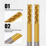 End Mill Sets,10Pcs Titanium Coat End Mill,1/8" Shank 0.8-3mm Micro End Mill Engraving Bits CNC Router Bits for Dremel Rotary Tools HOZLY