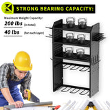 KAFAHOM Power Tool Organizer,Large 8 Drill Holder Wall Mount with 2 Side Pegboards,5 Layer Metal Tool Storage Rack with 12 Hooks,Tool Shelf for KAFAHOM