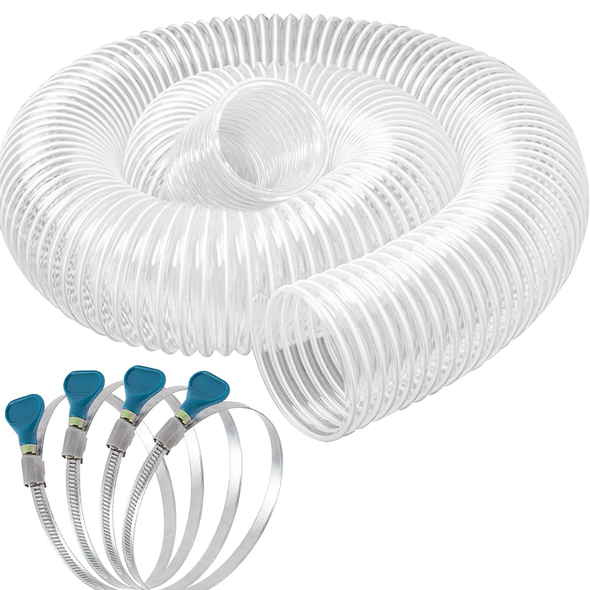 Heavy PVC Dust Collection Hose 4" x 10', Puncture Resistant PVC Dust Collection Hose with Carbon Steel Wire Coil, Flexible Clear PVC Fume Collection Qucship