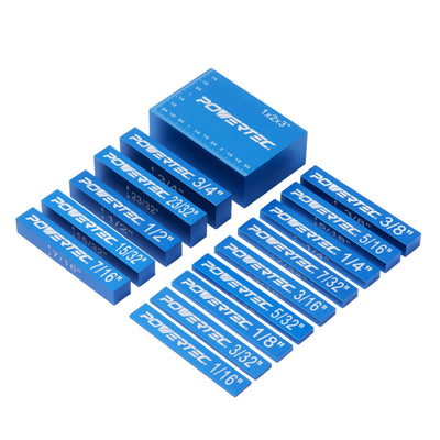 POWERTEC 15pcs Setup Blocks Height Gauge Set, Router Table Setup Bars for Router Bit/Table Saw Blade Height, Band Saw, Drill Press, Aluminum Marking