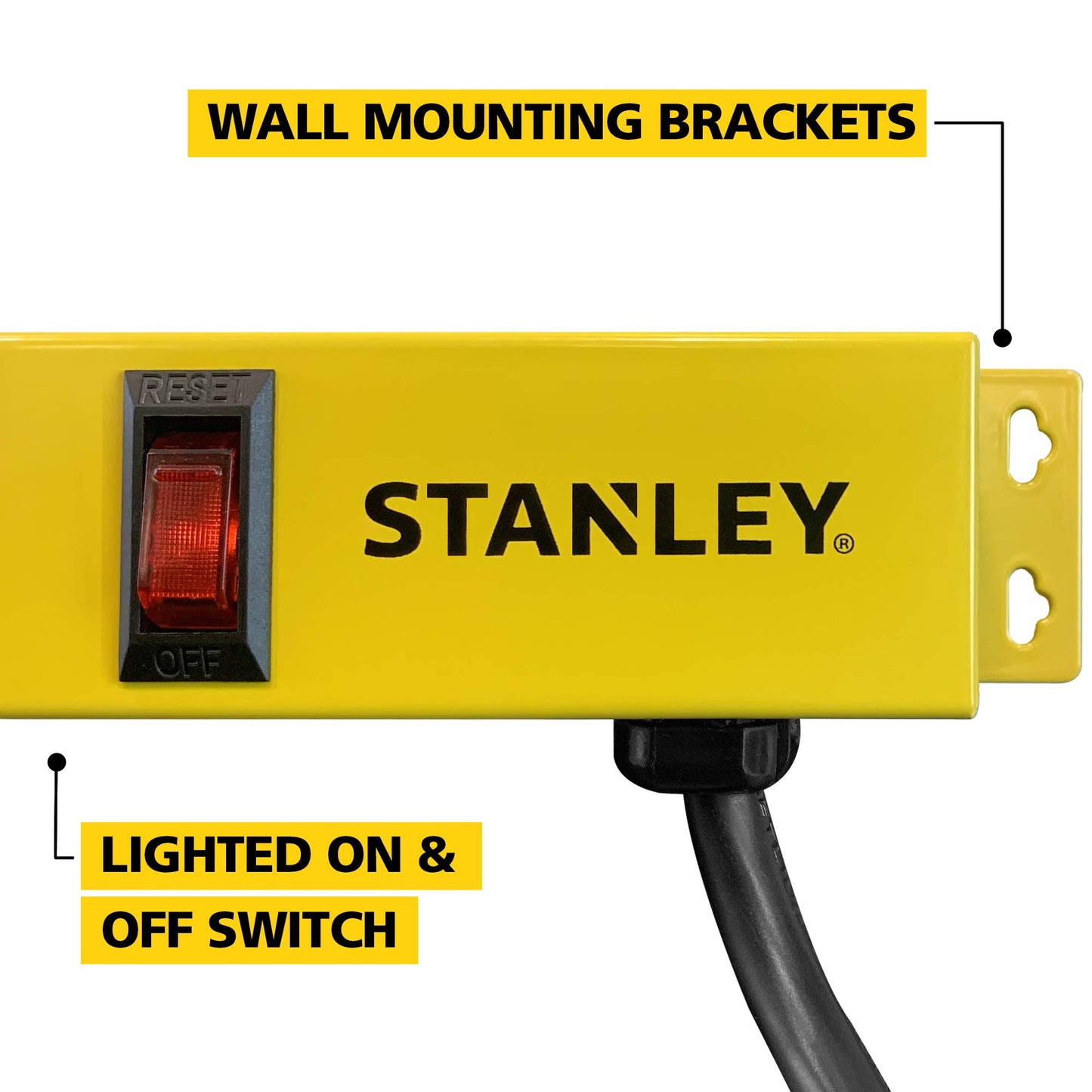 Stanley 31615 NCC31615 ShopMAX Pro 9-Outlet Surge-Protector Power Bar, 6-Foot Cord, Yellow - WoodArtSupply