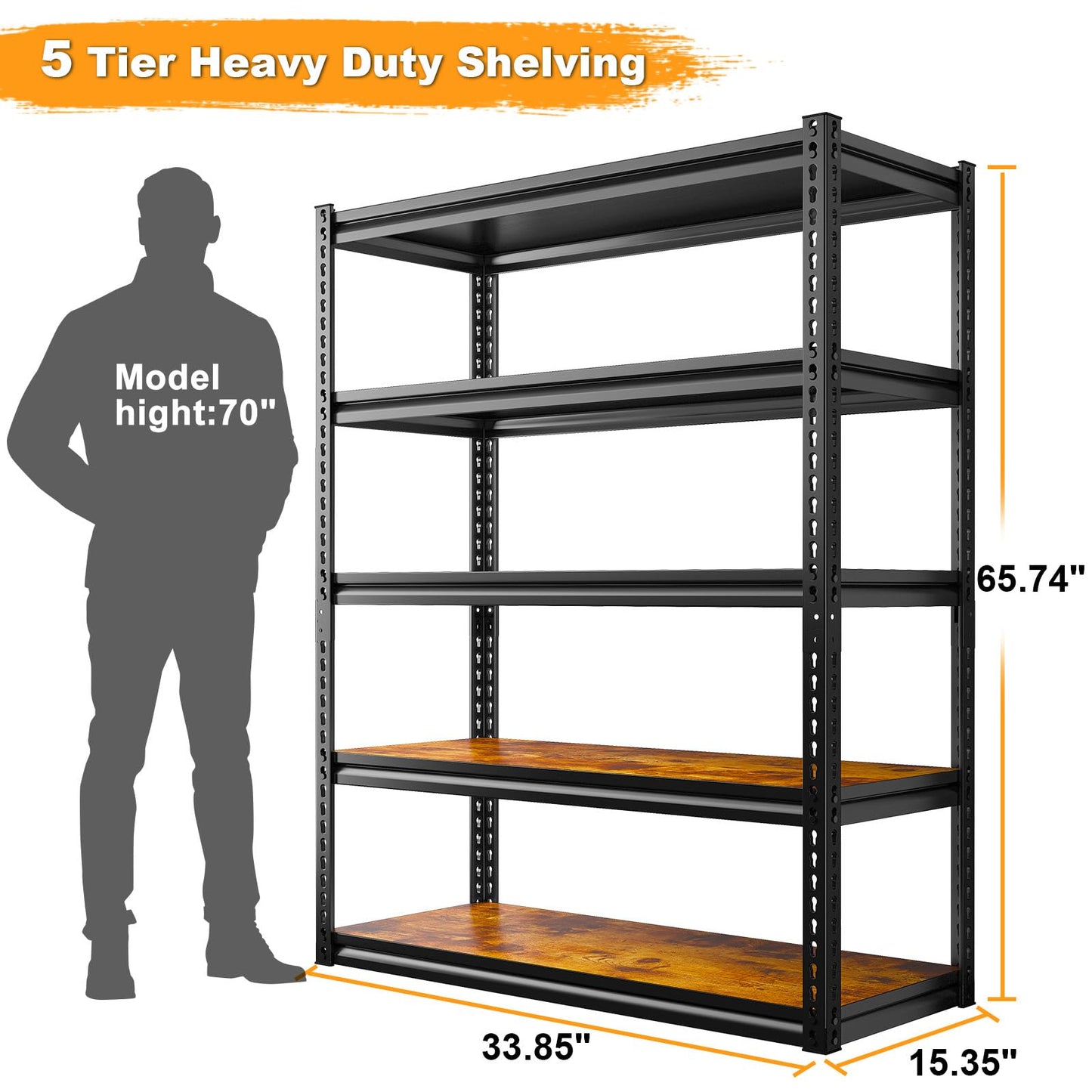 REIBII Garage Shelving Heavy Duty Load 2500LBS Garage Storage Shelves Adjustable Heavy Duty Shelving Metal Storage Shelving for Garage Metal Shelf - WoodArtSupply