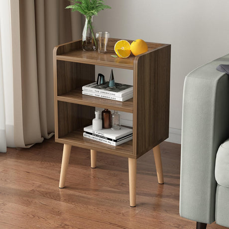 LUCKNOCK Nightstand, Mid-Century Modern Bedside Tables with Storage Shelf, Minimalist and Practical End Side Table, Fashion Bedroom Furniture, LUCKNOCK