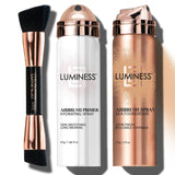 LUMINESS Silk Airbrush Spray Foundation Makeup Starter Kit - Full Coverage Foundation, Primer & Dual-Sided Buffing Brush - Buildable, Anti-Aging LUMINESS