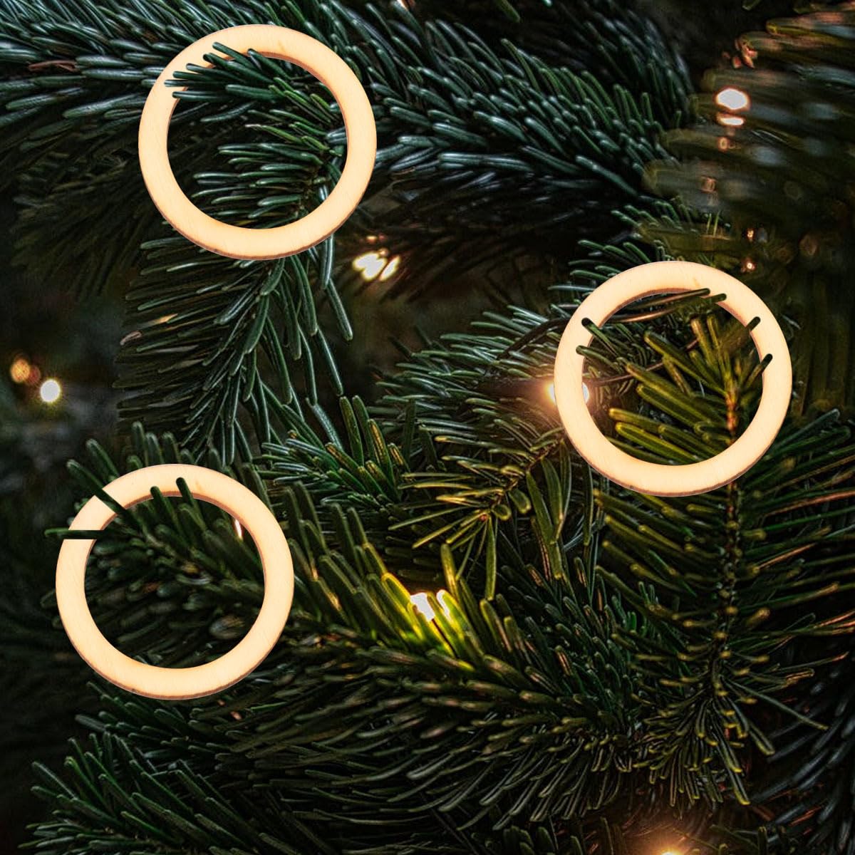 TEHAUX 100pcs 4cm Wooden Hoops for Crafts, Wooden Frames Unfinished Wood Wreath Ring Christmas Wooden Pieces Round Macrame Ring Blank for DIY Craft TEHAUX