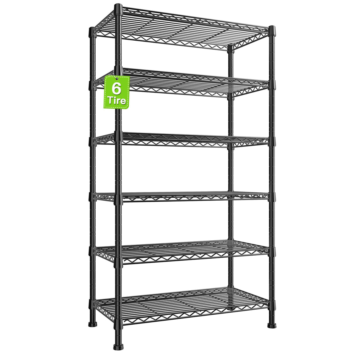 REIBII 6-tire Wire Shelving Rack,Storage Shelves Metal Shelves for Storage Load 1000 LBS,Heavy Duty Shelving Unit with Wire Shelf Adjustable Pantry REIBII