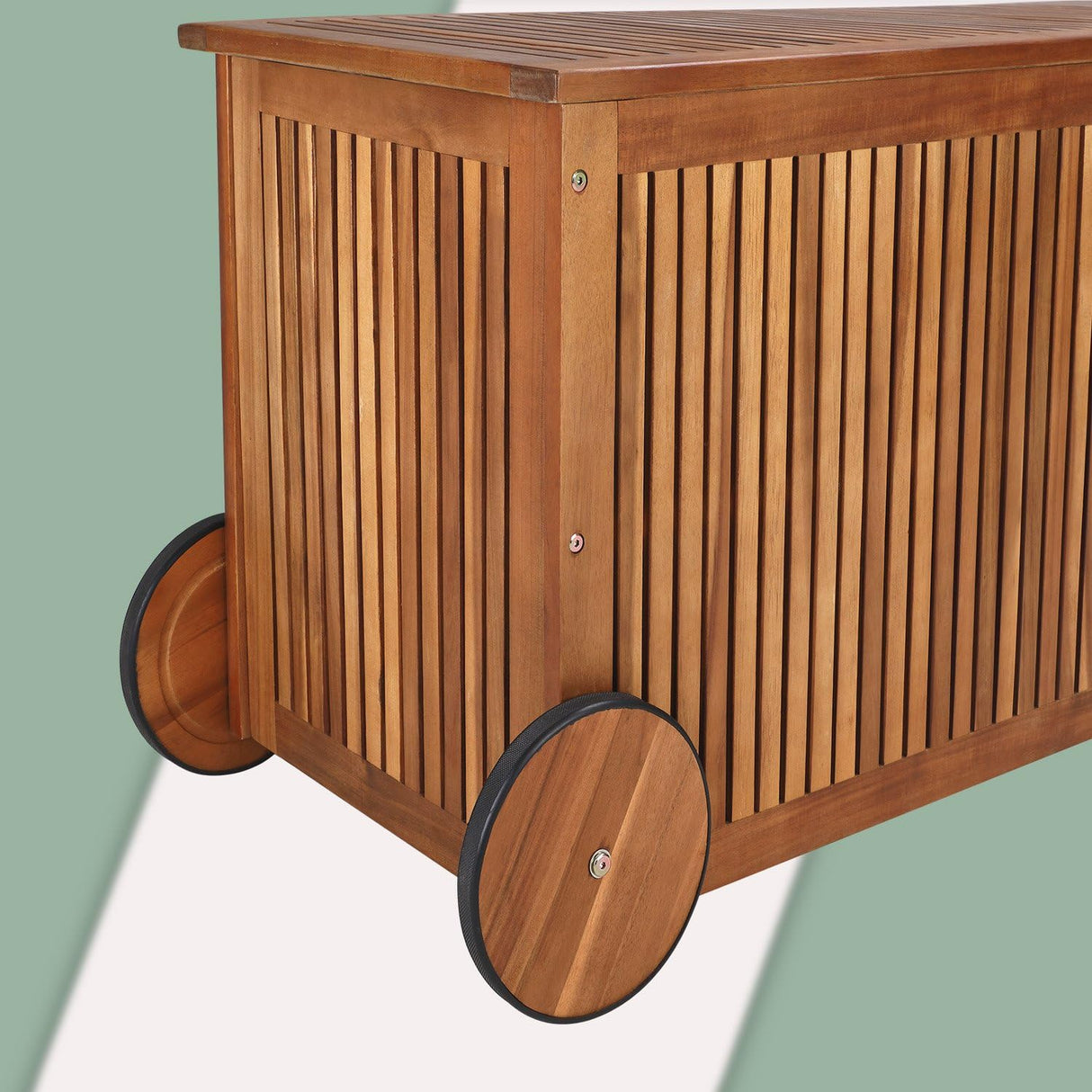 cucunu Outdoor Storage Box with 65 Gallon Capacity 24x36x24 inches - Outside Wooden Deck Box with Wheels for Patio & Garden - Pool Box Cabinet cucunu