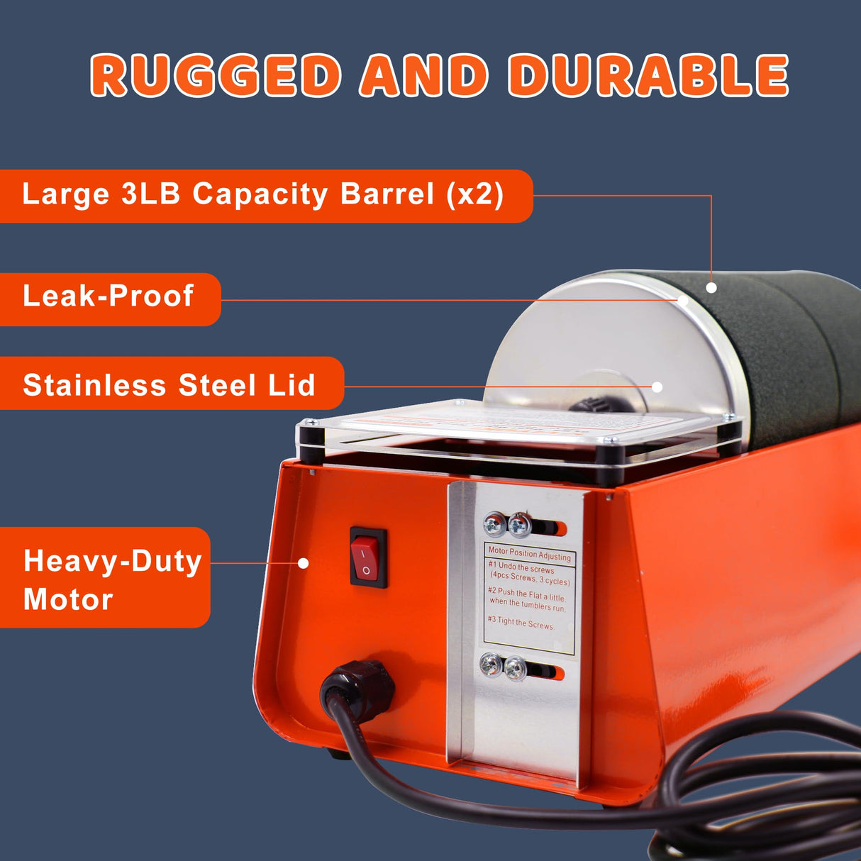 VIYUKI Professional Rock Tumbler Kit - Double Drum 6LB Lapidary Polisher for Adults (Double Barrel), Includes Rough Gemstones, 8 Polishing Grits, VIYUKI