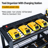 SOYEEZE Power Tool Organizer with Charging Station- Garage 8 Drill Holder Built in 8 Outlet Power Strip (DRILLDOCK PRO) SOYEEZE