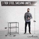 CAPHAUS 3/4/5-Tier Adjustable Height Wire Shelving Unit, Rack Shelving, Metal Steel Shelves, Garage Organizer, Utility Storage Shelf, 3-Tier Without CAPHAUS
