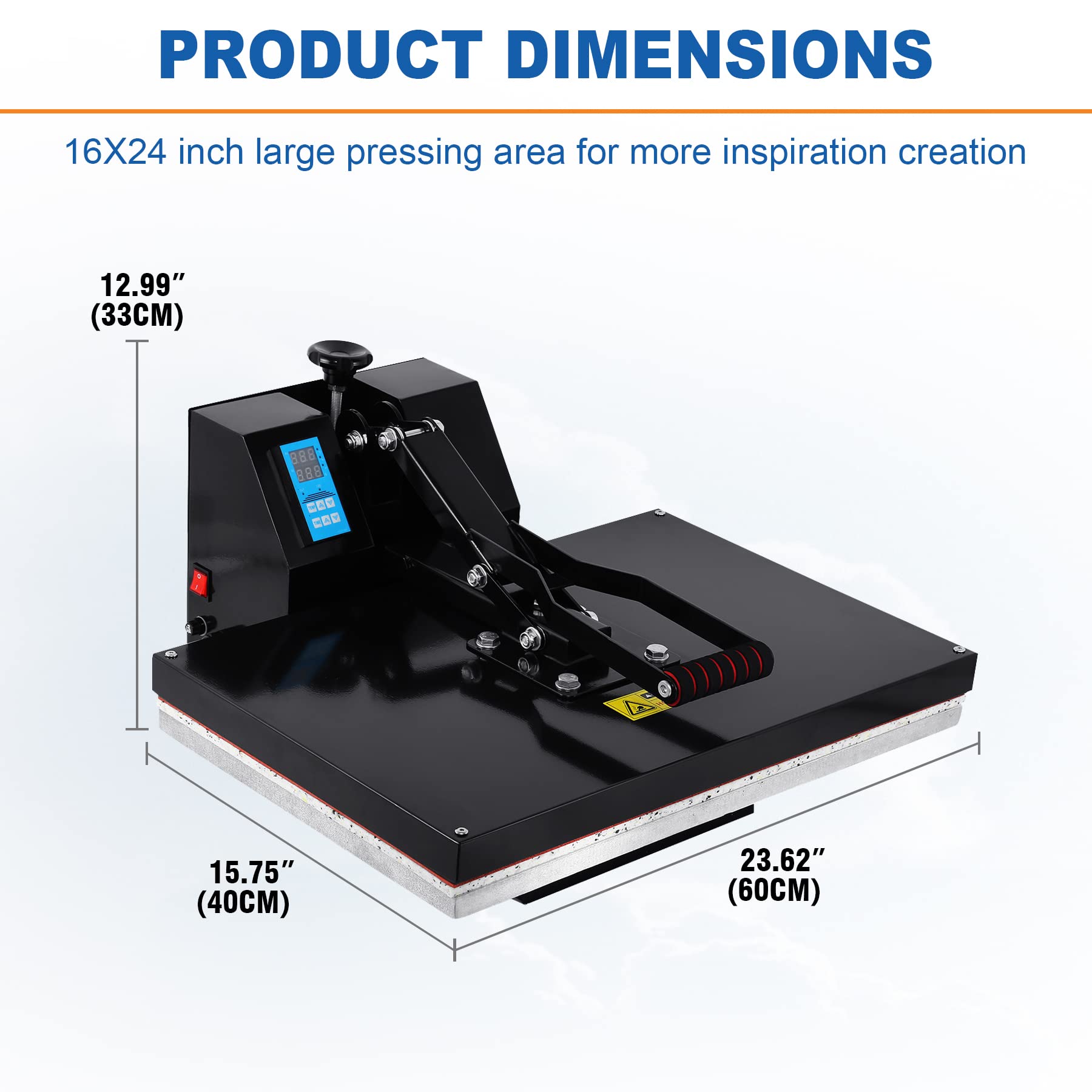 Iglobalbuy 16x24" Clamshell Heat Press Sublimation Machine, Digital Control Heat Press Transfer Printer, Large 16" x 24" Industrial Clamshell Design - WoodArtSupply