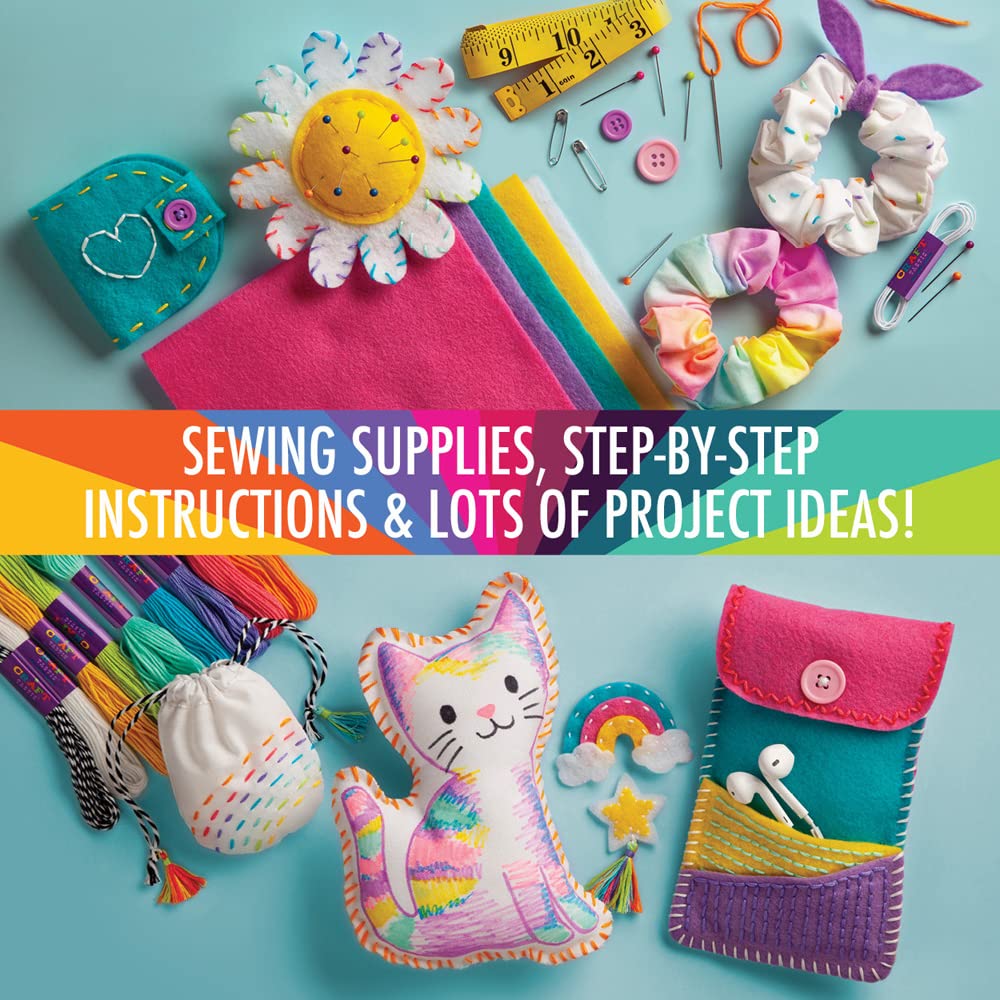 Craft-tastic — Let's Learn to Sew — Craft Kit — Includes Step-by-Step Instruction Book, Reusable Supplies to Teach Basic Sewing Stitches, Embroidery Craft-tastic